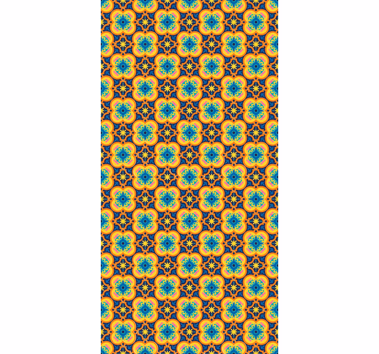 Papel de parede outras texturas padrão boho azul e amarelo - TenStickers