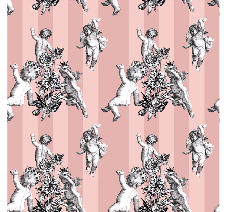 Papel de parede vintage com padrão listrado francês - TenStickers