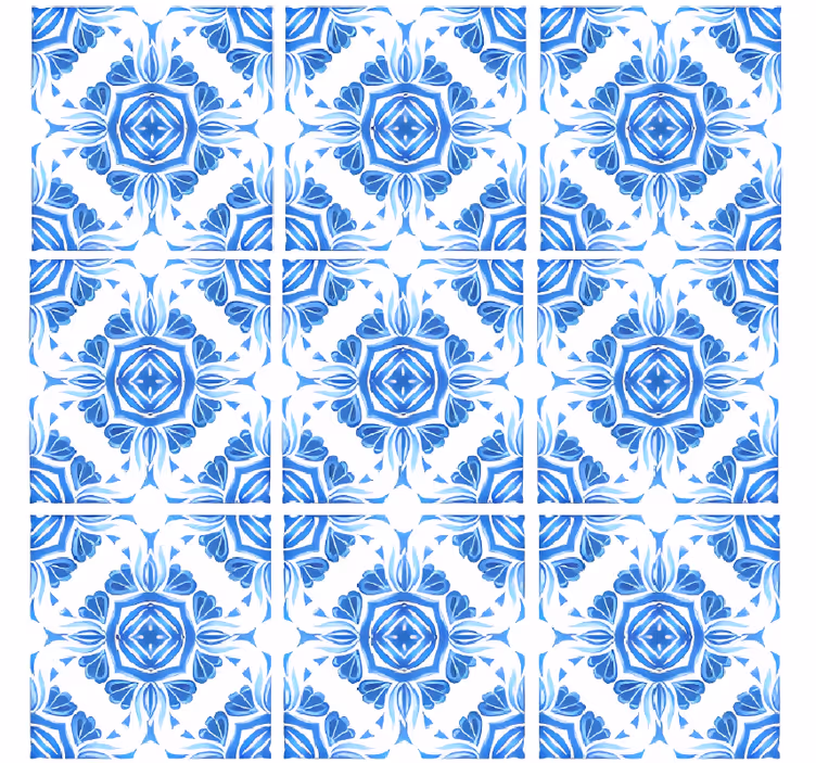 Papel de parede pedra padrão azul clássico - TenStickers