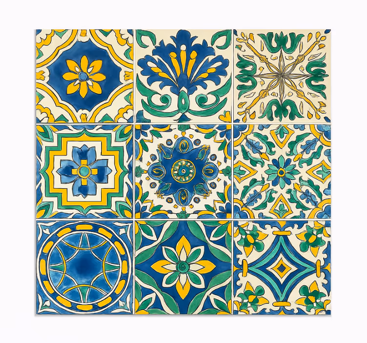 Papel de parede azulejo azulejos mediterrâneos - TenStickers