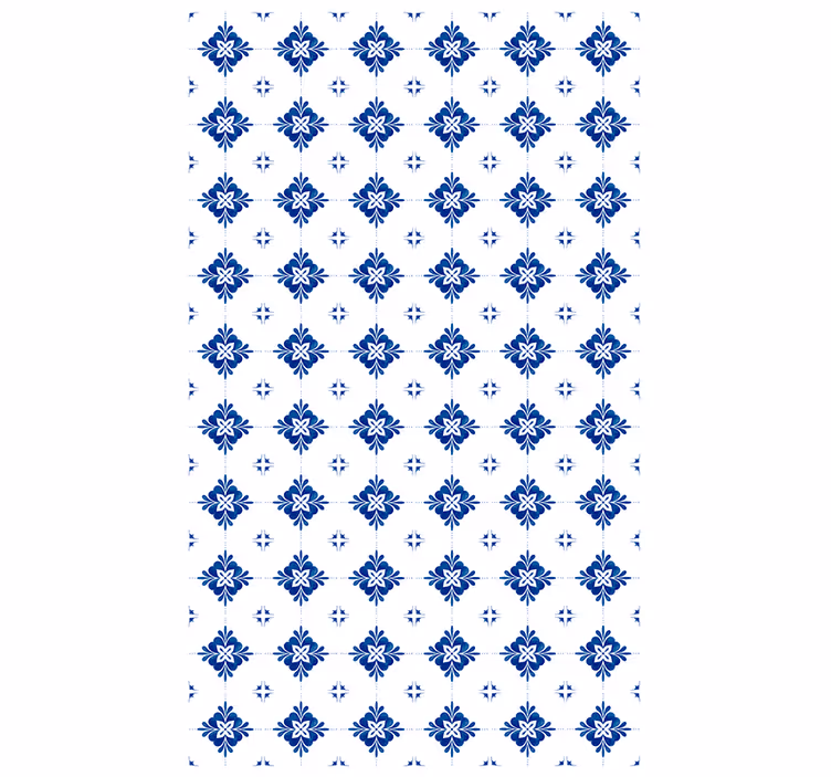 Papel de parede azulejo com motivo floral cerâmico - TenStickers