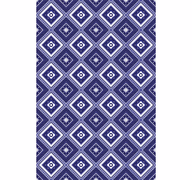Papel de parede azulejo com motivo de diamante azul - TenStickers