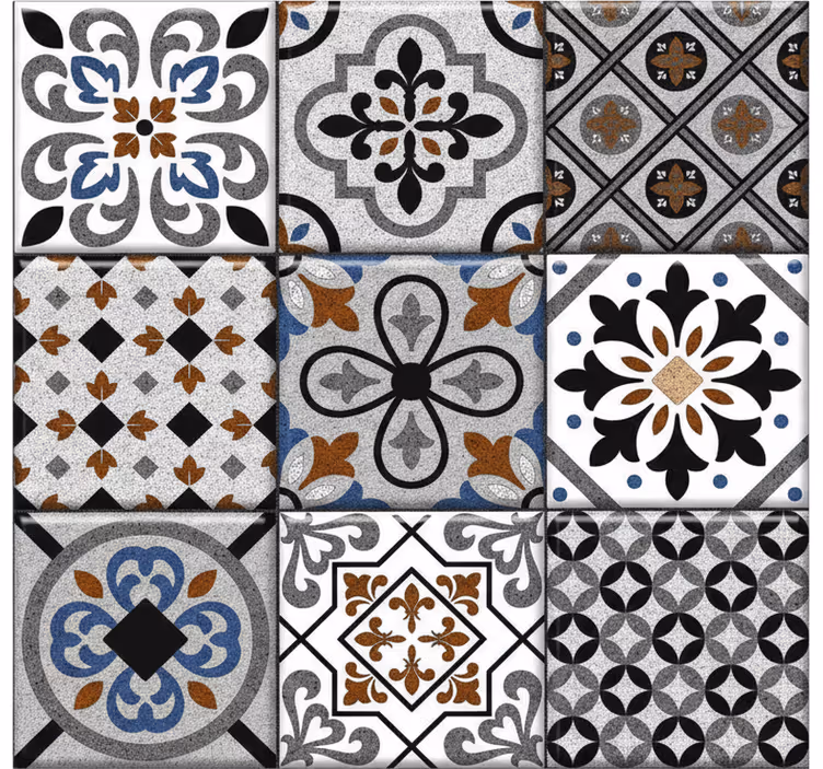 Papel de parede azulejo design escuro marroquino - TenStickers