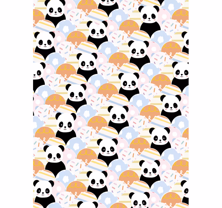 Papel de parede infantil com design de panda em patchwork - TenStickers