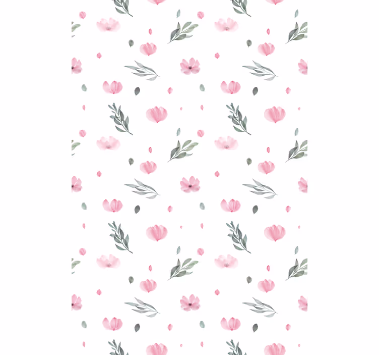 Papel de parede infantil flores pequenas minimalistas rosas - TenStickers