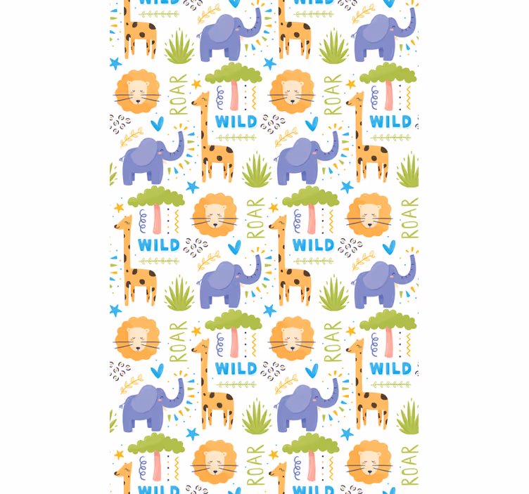 Papel de parede infantil com padrões de animais safari - TenStickers