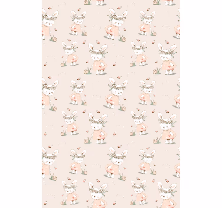 Papel de parede infantil com fofos personagens de coelho - TenStickers