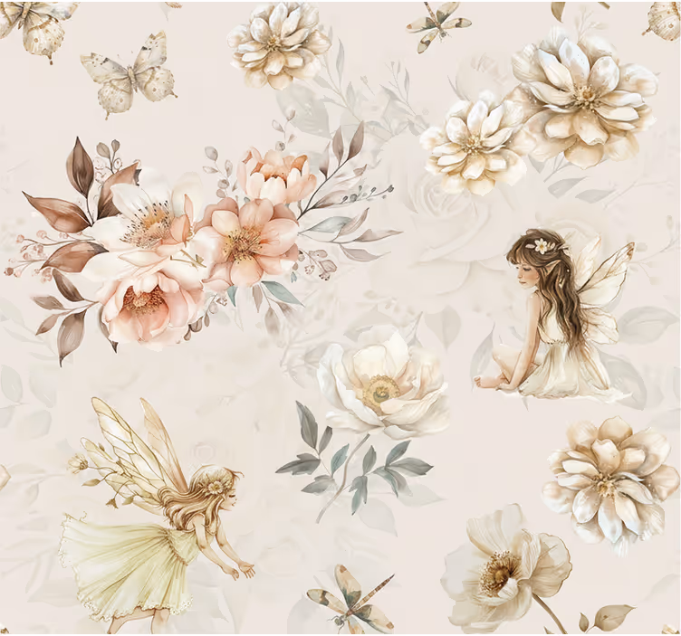 Papel de parede para sala fada em pastel suave - TenStickers