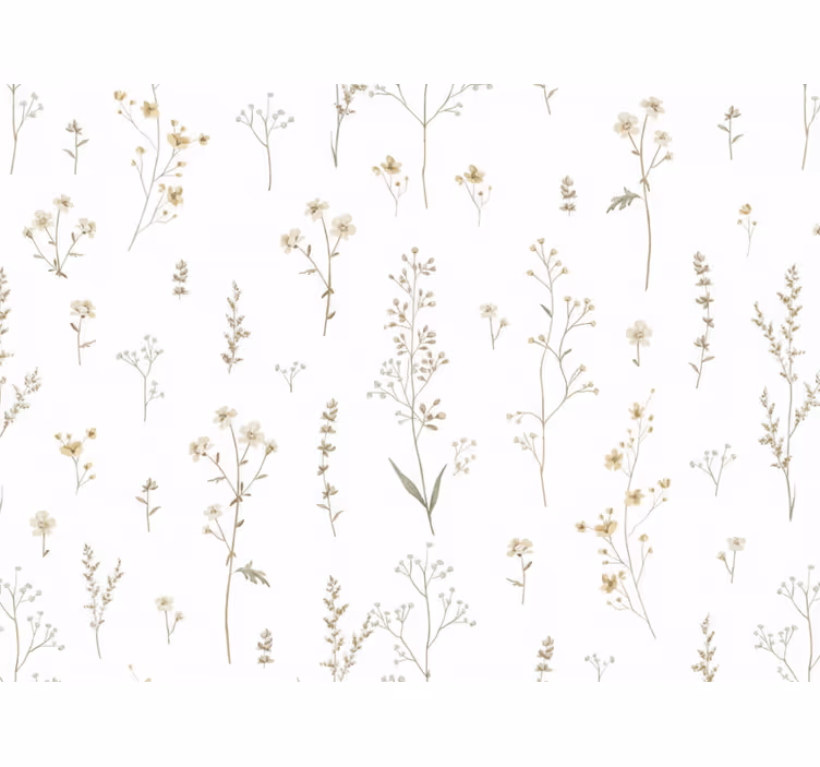 Papel de parede para sala flores de campo minimalistas - TenStickers