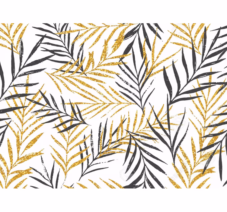 Papel de parede para sala estampa de folhagem glamourosa - TenStickers