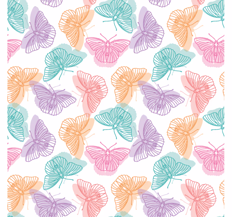 Papel de parede borboletas silhueta colorida - TenStickers