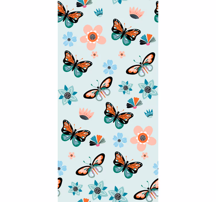 Papel de parede borboletas e flores - TenStickers