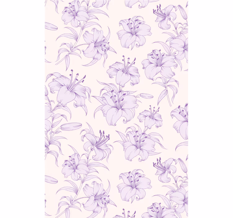 Papel de parede corredor com design floral de lírios em flor - TenStickers