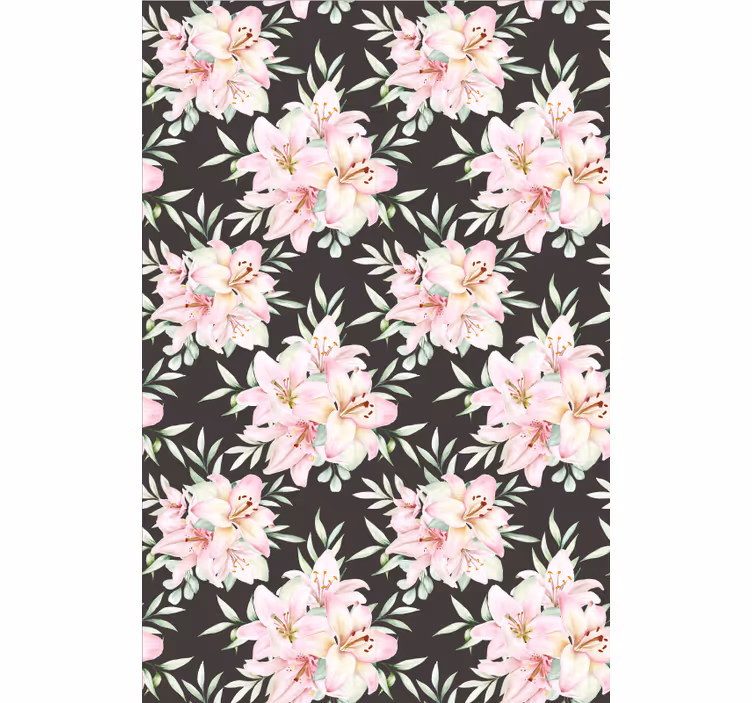 Papel de parede corredor padrão floral lírios aquarelados - TenStickers