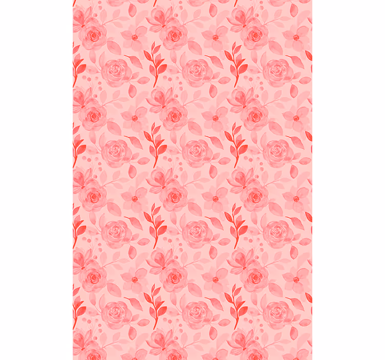 Papel de parede corredor com padrão de rosas românticas - TenStickers