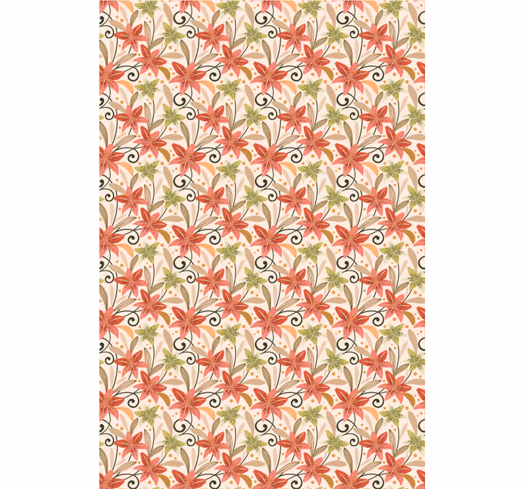 Papel de parede corredor com padrão floral vibrante - TenStickers