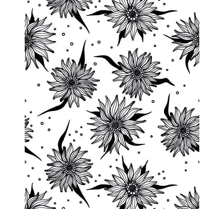 Papel de parede corredor girassóis preto e branco - TenStickers