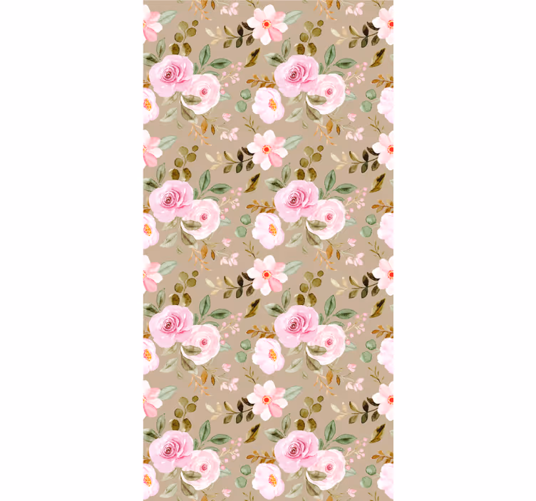 Papel de parede corredor padrões florais rosa - TenStickers