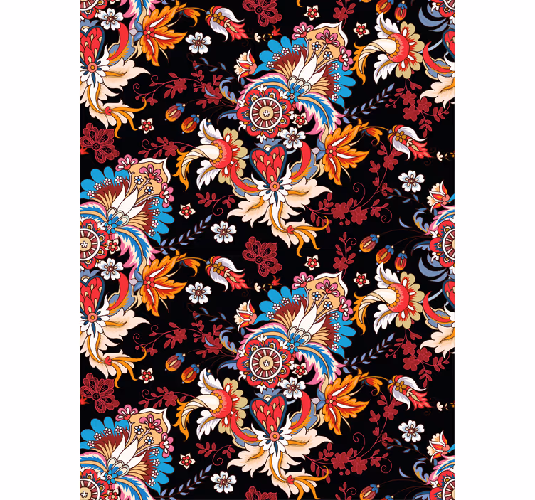 Papel de parede corredor com motivo floral vibrante - TenStickers