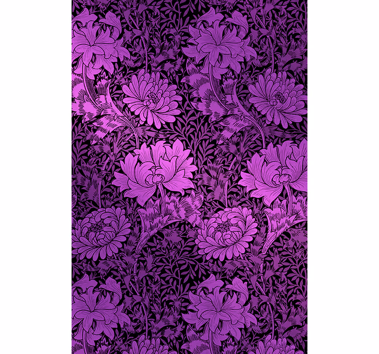 Papel de parede corredor com motivo botânico roxo - TenStickers