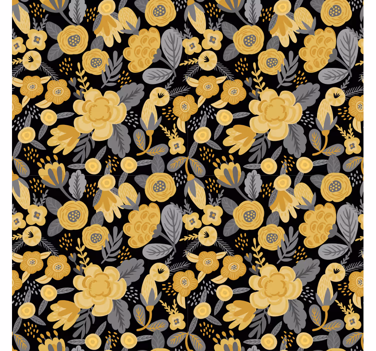 Papel de parede corredor padrão botânico amarelo - TenStickers