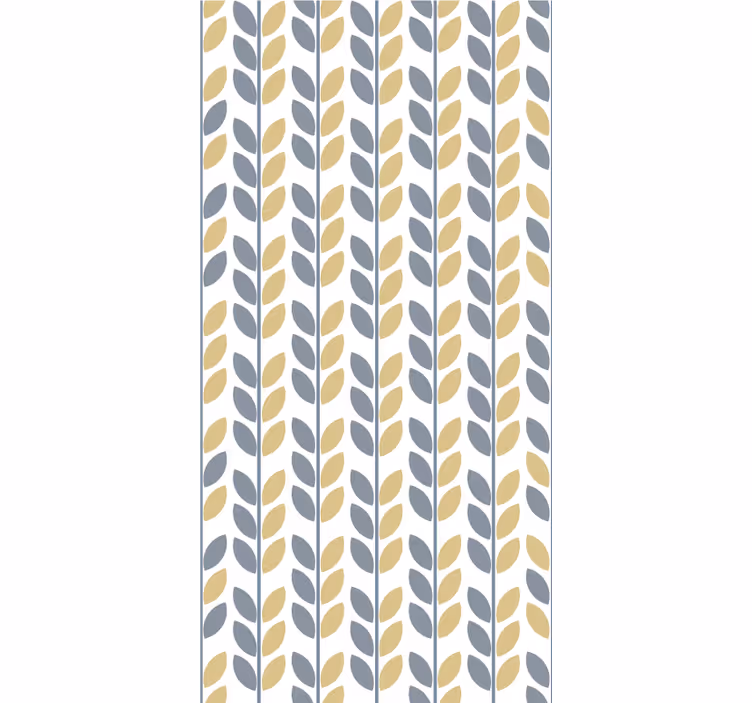Papel de parede nórdicos folhas verticais cinza e amarelo - TenStickers