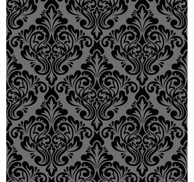 Papel de parede clássico damasco preto vintage - TenStickers