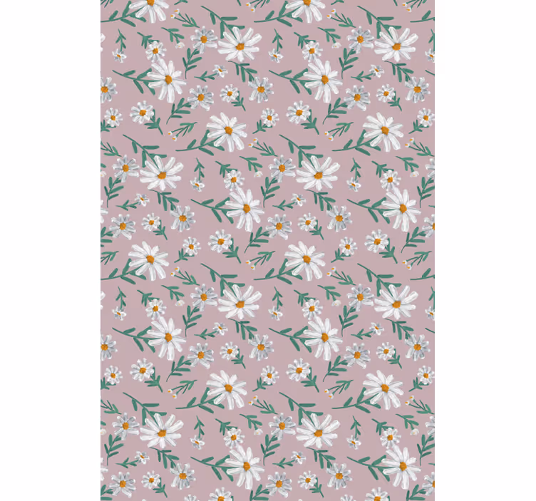 Papel de parede para sala flor de margarida rosa anos 70 - TenStickers