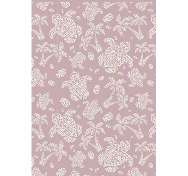 Papel de parede para sala padrão de tartaruga e palmeira - TenStickers