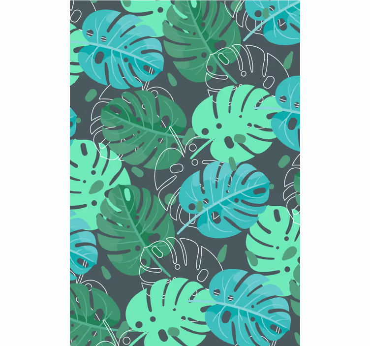 Papel de parede para sala com padrão de folhas tropicais - TenStickers