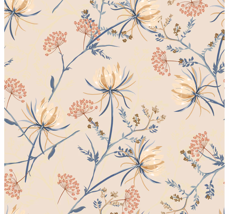 Papel de parede para sala com detalhes florais - TenStickers