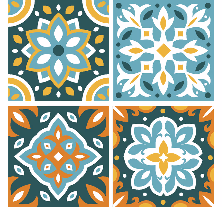 Papel de parede azulejo em tons de turquesa - TenStickers