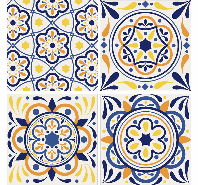 Papel de parede azulejo estilo português - TenStickers