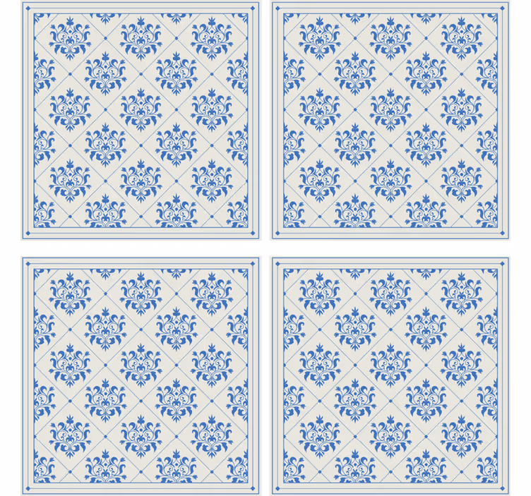 Papel de parede azulejo padrão floral e ornamental vintage - TenStickers