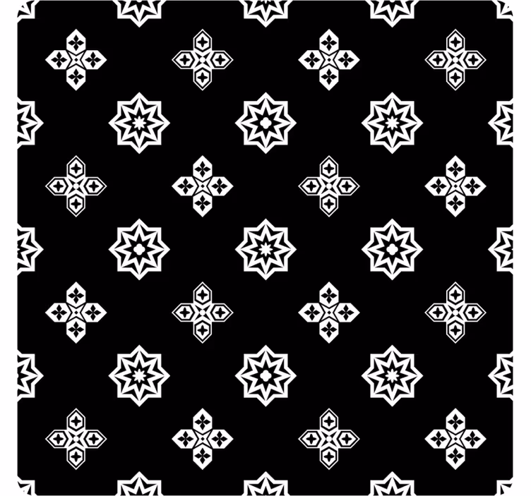 Papel de parede azulejo padrão vintage preto e branco - TenStickers