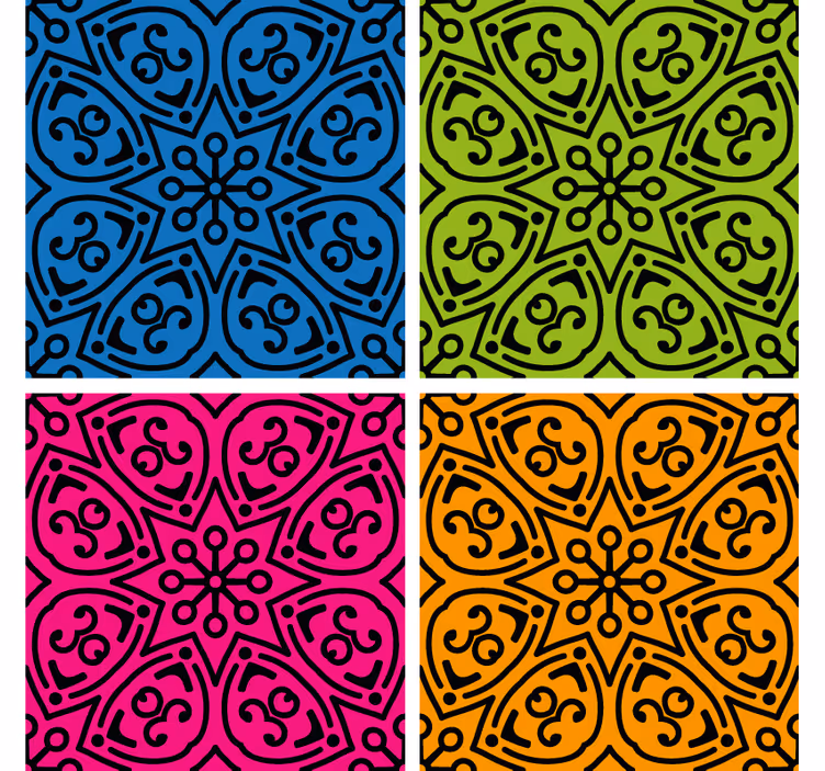 Papel de parede azulejo com padrões de mandala - TenStickers