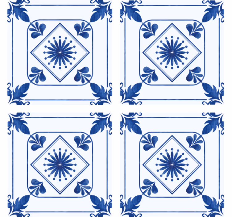 Papel de parede azulejo arranjo floral elaborado - TenStickers