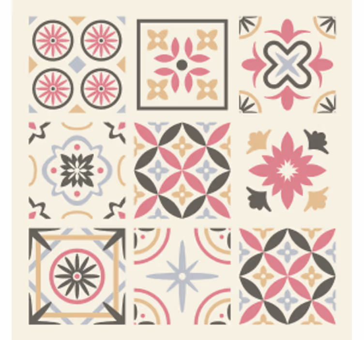 Papel de parede azulejo elemento floral geométrico - TenStickers
