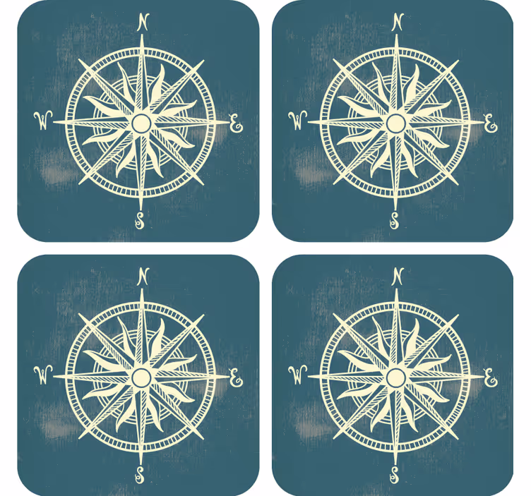 Papel de parede vintage com bússola em mapa-múndi - TenStickers