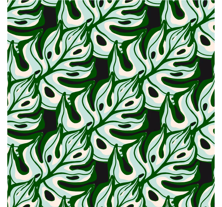 Papel de parede flores padrão de flora verde e preta - TenStickers