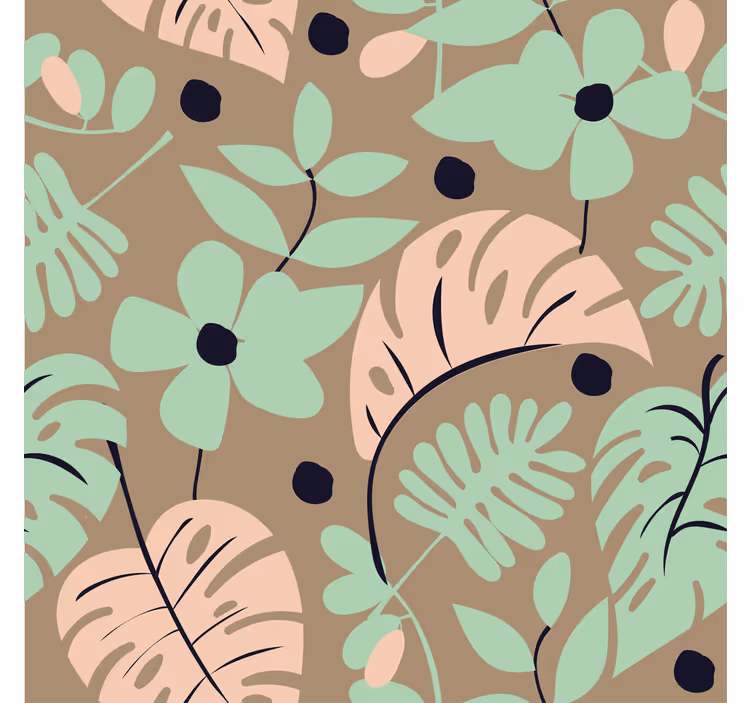 Papel de parede flores em tons pastéis com monstera - TenStickers