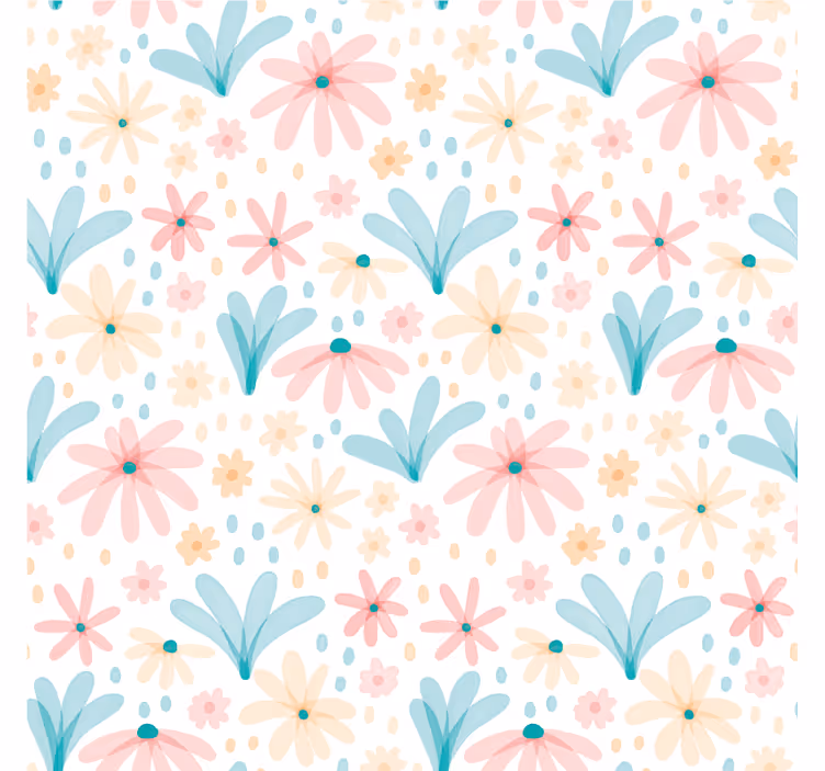Papel de parede flores padrão floral em tons pastéis - TenStickers