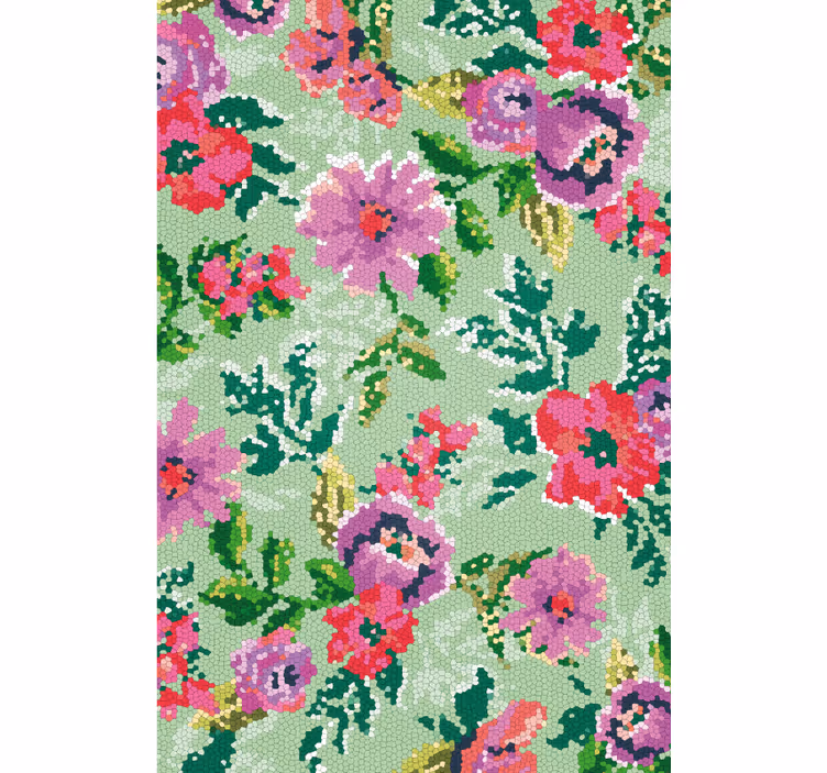 Papel de parede flores padrão floral mosaico - TenStickers