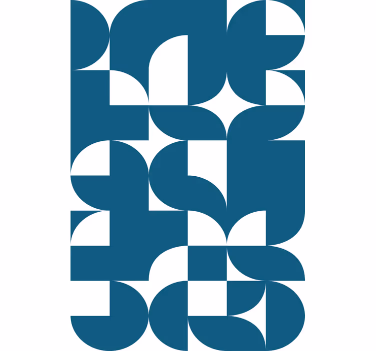 Papel de parede formas geométricas padrão arte azul círculo - TenStickers