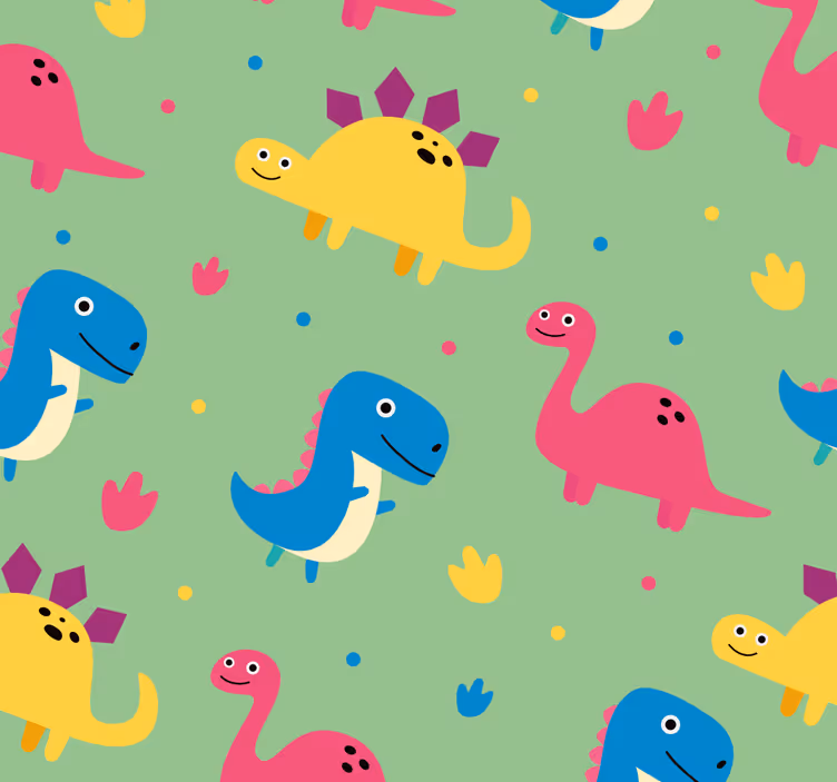 Papel de parede dinossauros estilo colorido - TenStickers