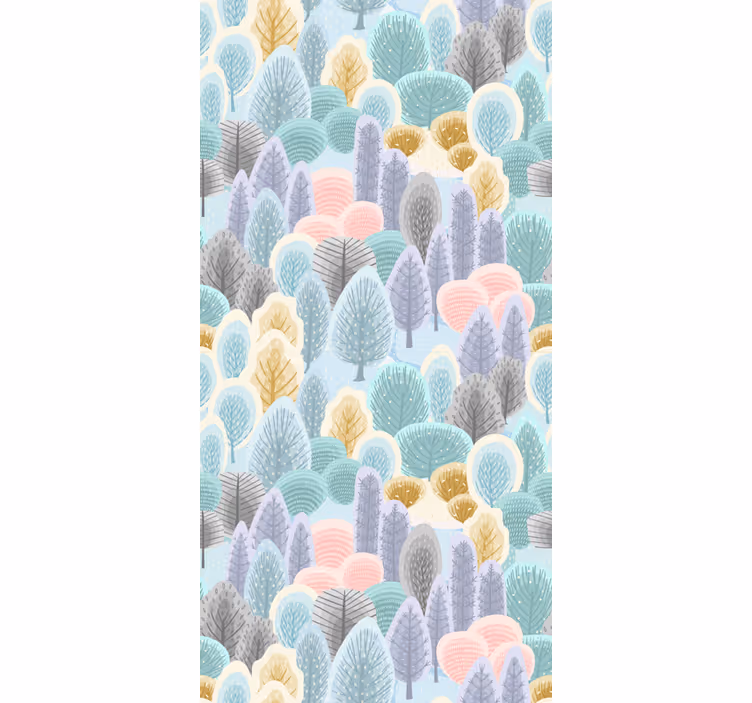 Papel de parede árvores padrão floresta pastel - TenStickers