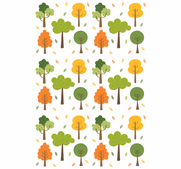 Papel de parede árvores padrão colorido - TenStickers
