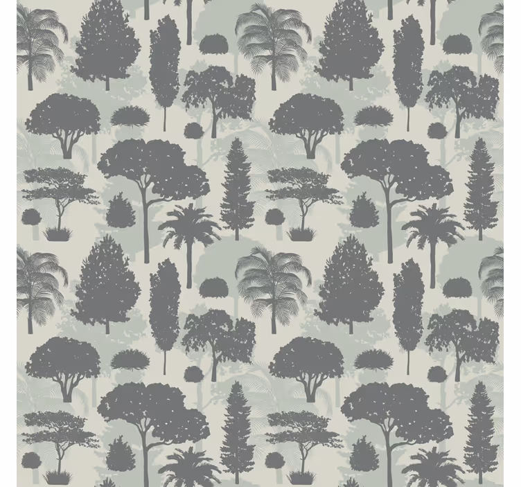 Papel de parede árvores padrão de floresta silhuetado - TenStickers