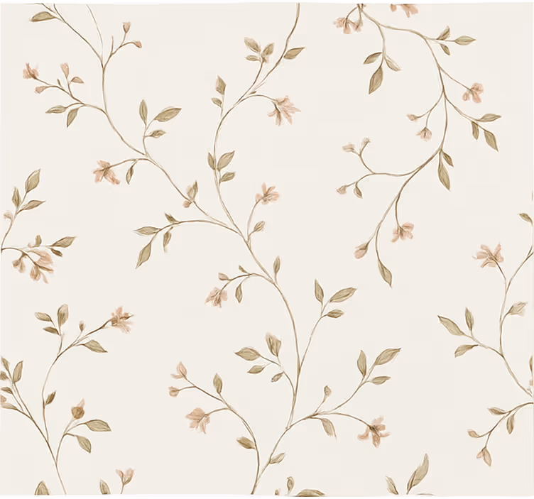 Papel de parede para sala fundo branco com flores - TenStickers