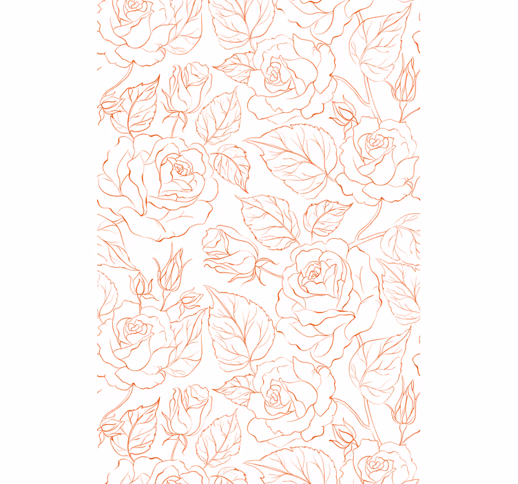 Papel de parede para sala com padrões de rosas delicadas - TenStickers